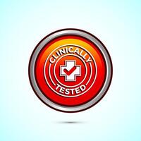 Clinically tested icon design illustration, Clinically proven label sign, Orange Color Round Button Design vector