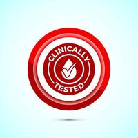 Clinically tested icon design illustration, Clinically proven label sign, Red Color Button Design vector