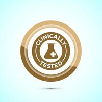 Clinically tested icon design illustration, Clinically proven label sign, Gold Color Button Design vector