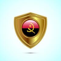 Rounded flag of Angola with glossy gold shield vector