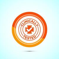 Clinically tested icon design illustration, Clinically proven label sign, Orange Color Button Design vector