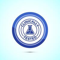 Clinically tested icon design illustration, Clinically proven label sign, Blue Color Button Design vector