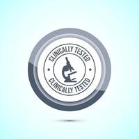 Clinically tested icon design illustration, Clinically proven label sign, Gray Color Button Design vector