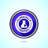 Clinically tested icon design illustration, Clinically proven label sign, Blue Shadow Button Design vector