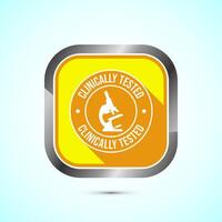 Clinically tested icon design illustration, Clinically proven label sign, Yellow Shadow Button Design vector