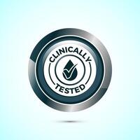 Clinically tested icon design illustration, Clinically proven label sign, Gray Color Round Button Design vector