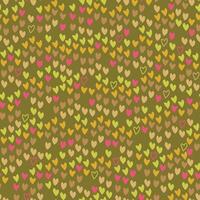 A seamless , blending pattern of pink brown, green, yellow hearts irregular scattered on a light pink background. Great for digital Valentines projects backgrounds, textures, fabrics, or gift vector