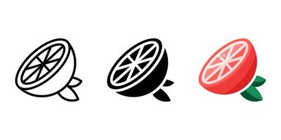 Grapefruit color icon. Red orange fruit symbol. Exotic and tropical citrus illustration. Summer pictogram. vector