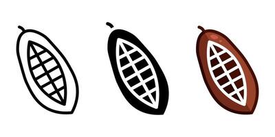 Cocoa bean color icon. Cacao symbol. Chocolate ingredient sign. Raw cocoa seed illustration. vector