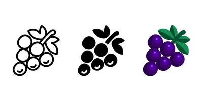 Grape color icon. Ripe blue berry symbol. Grapevine illustration. Fresh fruit sign. Wine pictogram. vector