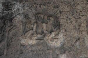 Reliefs found in Selomangleng Cave, an artificial cave estimated to have been made in the 10th century at the beginning of the Majapahit kingdom in Tulungagung, East Java, Indonesia. photo