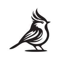 Crested Tit Bird Silhouette Vectors Art for Wildlife and Nature Collages