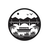 Pontoon Silhouette Vectors for Scenic Water and Boating Projects