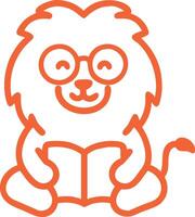 A lion with glasses reading a book vector