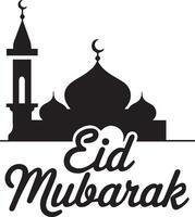 Eid Mubarak caligraphy design. lettering typography silhouette illustration. vector