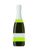 Corked bottle of sparkling wine for the holiday isolated on white background. vector