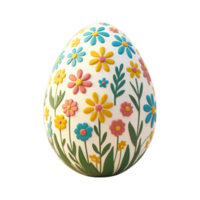 Easter Egg adorned with colorful floral designs in a delicate style, isolated on transparent background, representing spring and elegance png