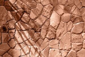 Mocha Mousse - color of the year 2025. stone wall with beautiful texture and shadow overlay photo