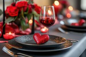 Valentines day table setting. photo