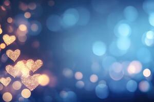 Romantic Bright Heart-Shaped Bokeh. photo