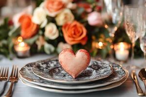 san valentin día mesa ajuste. foto