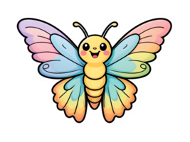 A sticker of a colorful butterfly with a smile png