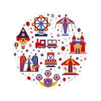 Amusement Park of Round Shape, Childish Style Design Element Can Be Used for Fabric, Wallpaper Illustration vector