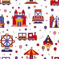 Amusement Park Seamless Pattern, Childish Style Design Element Can Be Used for Fabric, Wallpaper, Packaging Illustration vector
