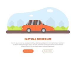 Easy Car Insurance Service Landing Page with Place for Text Illustration vector