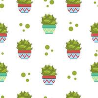 Cactus in Flower Pot Seamless Pattern, Design Element Can Be Used for Fabric, Wallpaper, Packaging Illustration vector