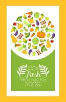 Vegetable Menu Banner Template with Fresh Farm Products Pattern Illustration vector