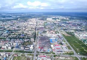 View from above on city of Surgut. Hunts-Mansi Autonomous Region, surgut city from a bird's-eye view. photo