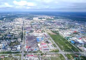 View from above on city of Surgut. Hunts-Mansi Autonomous Region, surgut city from a bird's-eye view. photo
