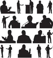 Silhouette of tutor and lecturer vector