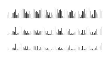 Waveform patterns logo. Equalizer flat symbols. Voice message templates. Audio chat speech sound wave simple icons. Elements for mobile messenger, podcast online radio interface, music player or app. vector