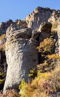 Rocks in Crimea. The rocks of rocks of Crimea. The output of limestone sediment photo