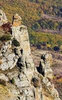 Rocks in Crimea. The rocks of rocks of Crimea. The output of limestone sediment photo