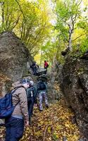 Rocks in Crimea. The rocks of rocks of Crimea. The output of limestone sediment photo