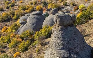 Rocks in Crimea. The rocks of rocks of Crimea. The output of limestone sediment photo