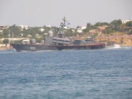 Ships of the Black Sea Fleet of Russia on the celebration of the Day of the Russian Navy in Sevastopol. photo