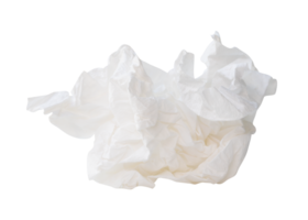 Dirty white crumpled tissue paper ball after use isolated with clipping path in file format png