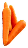 Group of fresh orange carrots roots in stack isolated with clipping path in file format Top view photo png