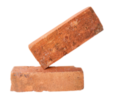 Two old red or orange bricks isolated with clipping path in file format Side view photo png