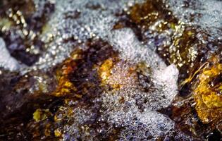 Bubbles on the water in a creek. water flows from the creek. photo