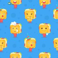 Funny Sandwich Character Seamless Pattern, Childish Design Element Can Be Used for Wallpaper, Packaging, Background Illustration vector
