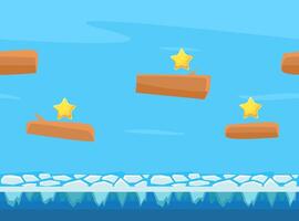 Seamless Natural Landscape, Unending Background with Ground, and Sky, Fantasy Platform for Game User Interface Illustration vector