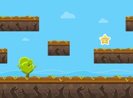Seamless Natural Landscape, Unending Background for Mobile or Computer Game, Fantasy Platform for User Interface Illustration vector