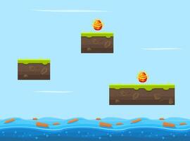 Seamless Natural Landscape, Unending Background for Mobile or Computer Game, Fantasy Platform with Ground Texture for Game User Interface Illustration vector