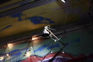 Experience Unique Industrial Lighting combined with Artistic Wall Background for your space photo