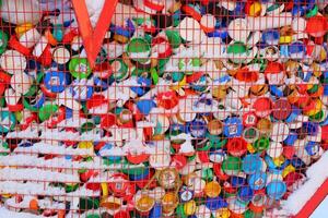 An extraordinary Colorful Bottle Caps Art Installation that captivates with its visual appeal photo